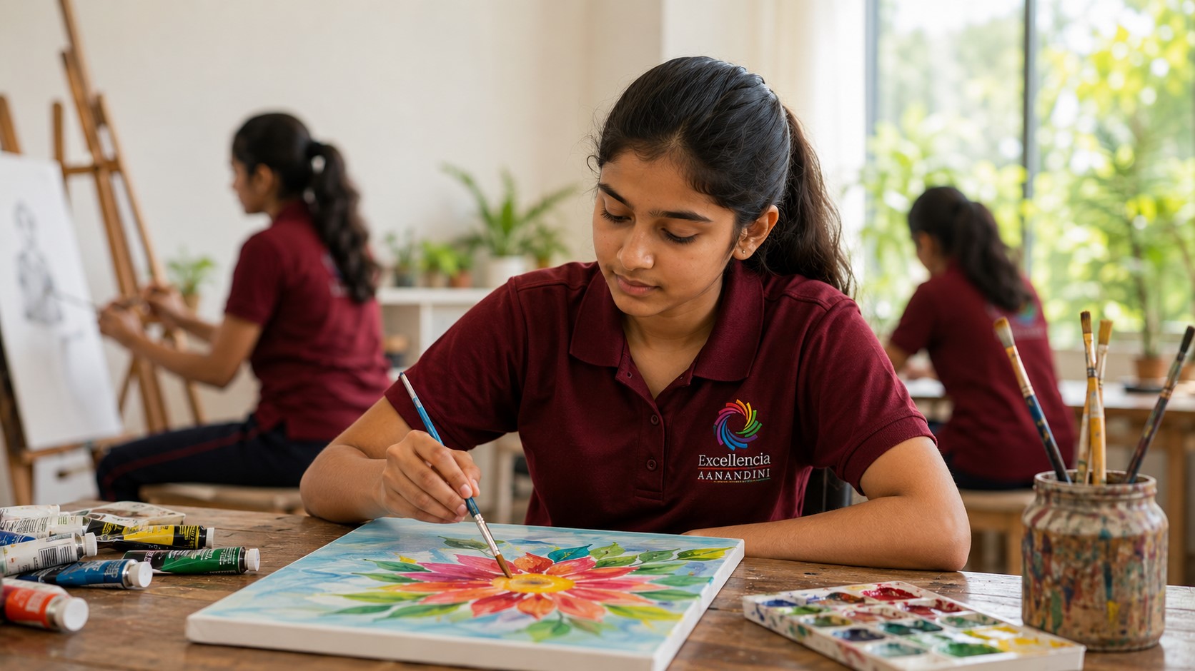 Girls engaged in art and creativity