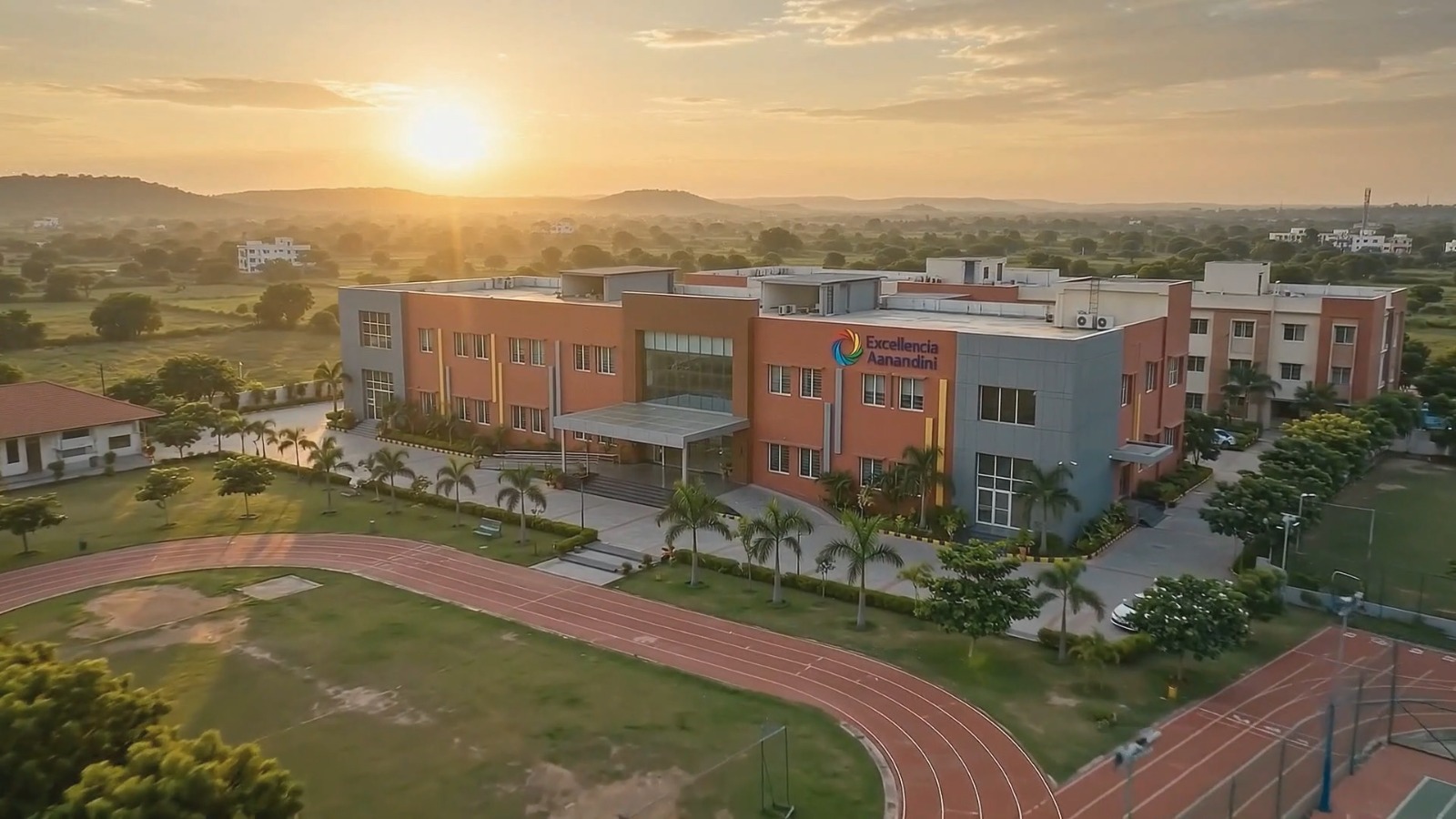 Students learning on the Excellencia Aanandini green campus in Hyderabad